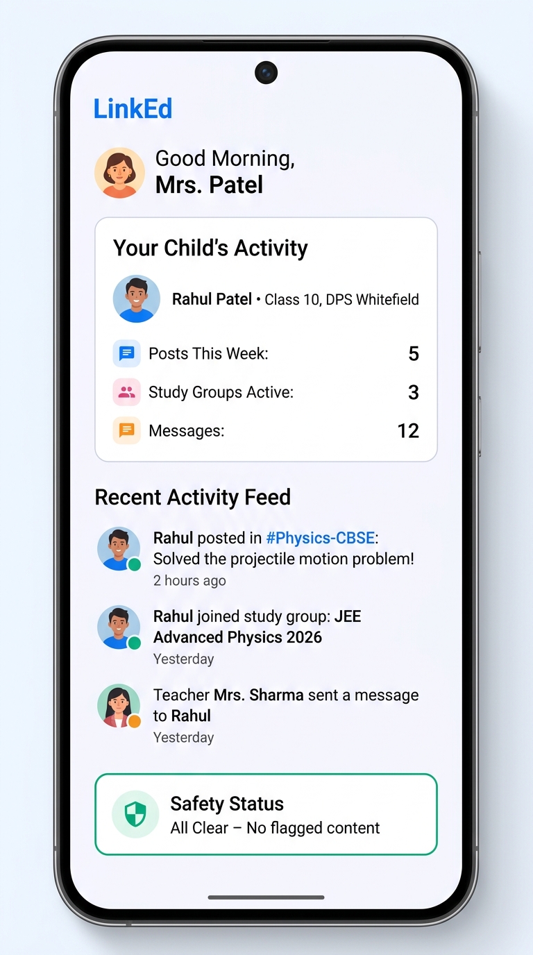 LinkEd parent dashboard interface
