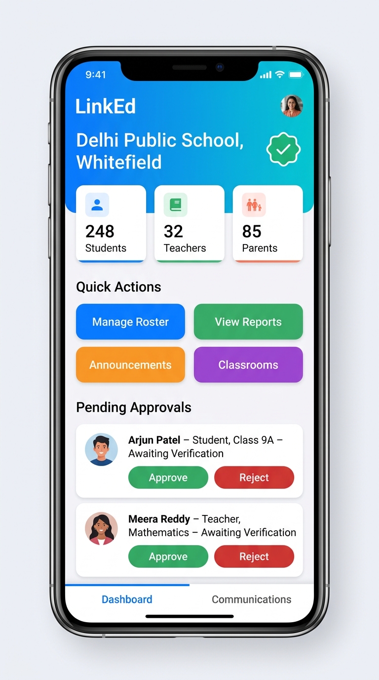 LinkEd principal administrative dashboard