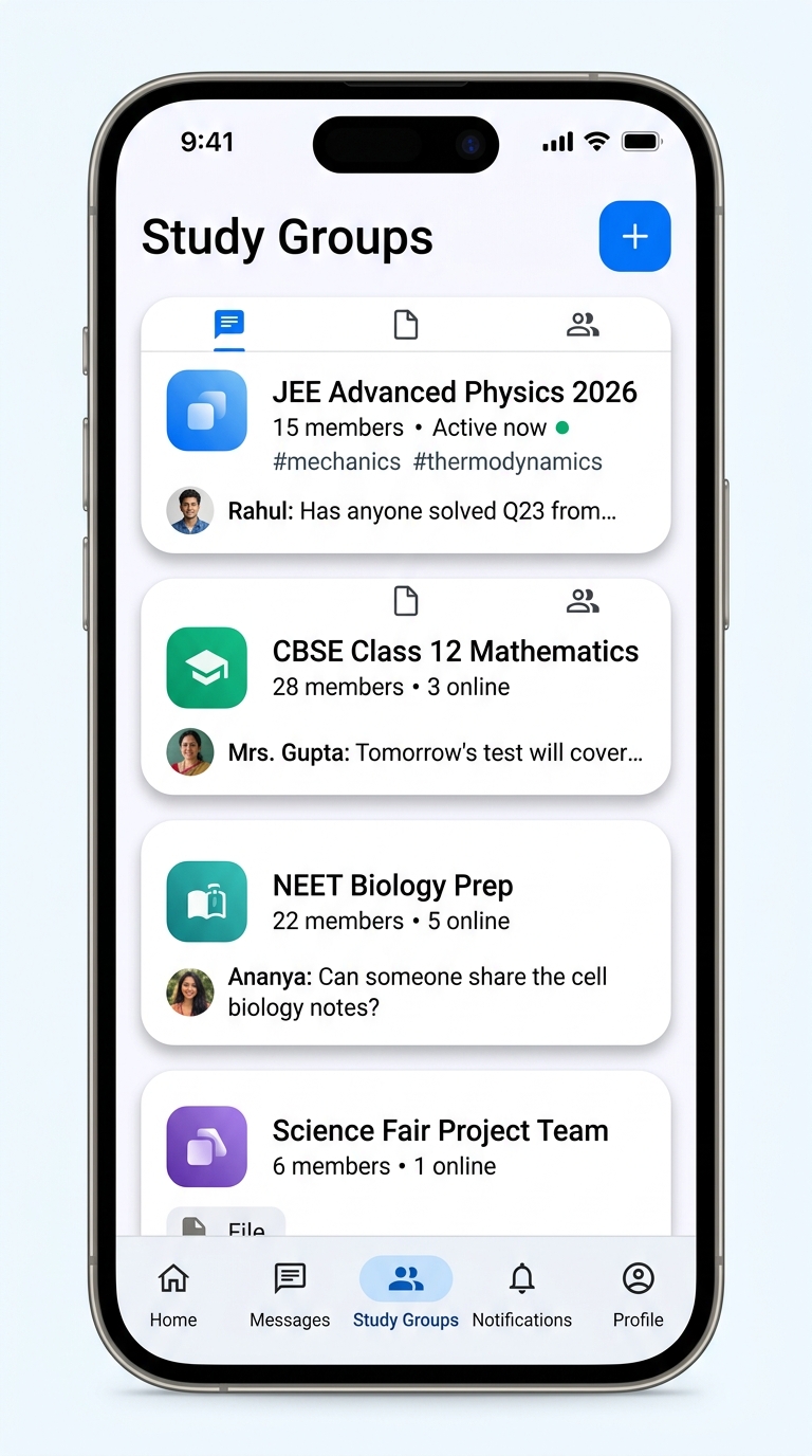 LinkEd study groups screen interface